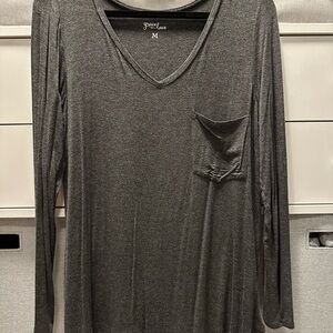 Grace & Lace Women's Charcoal Gray V-Neck Top